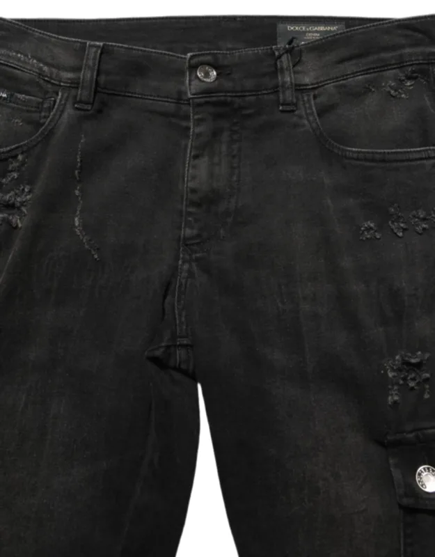 Distressed Cargo Denim Jeans