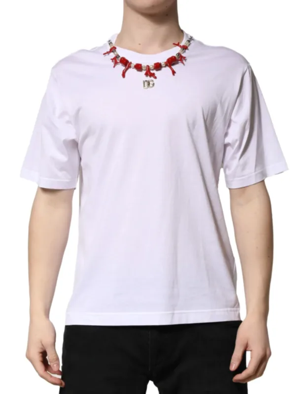 Embellished Cotton Crew Neck T-shirt