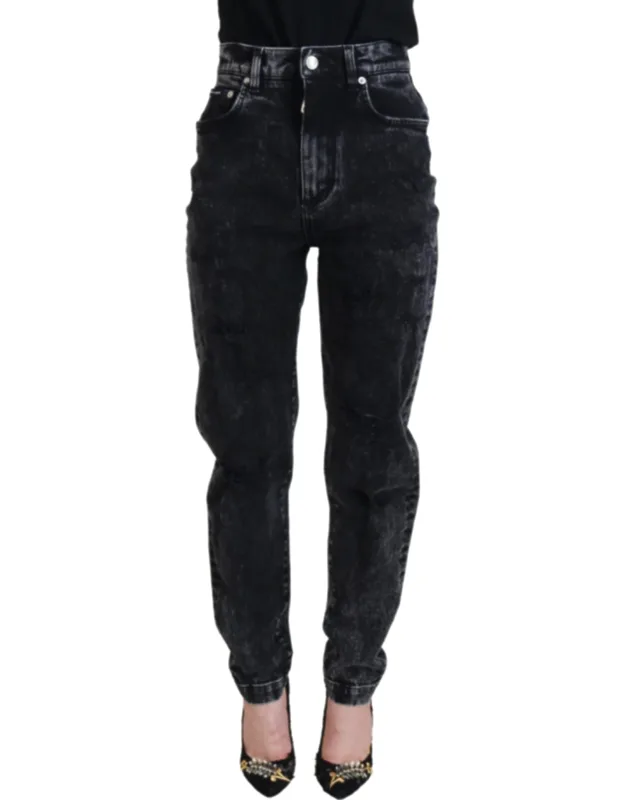 Washed Cotton High Waist Denim Jeans