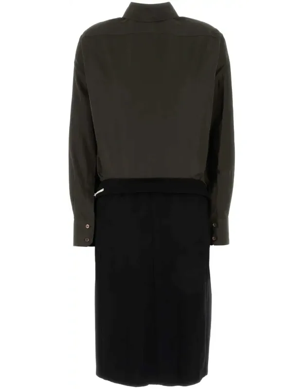 Two-tone Poplin And Wool Shirt Dress