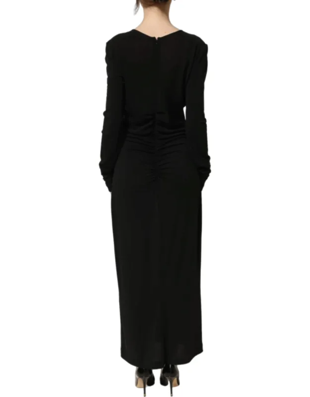 Cotton Long Sleeve Sheath Maxi Dress