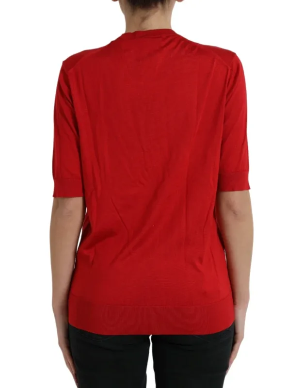 Silk Crew Neck Short Sleeve Top