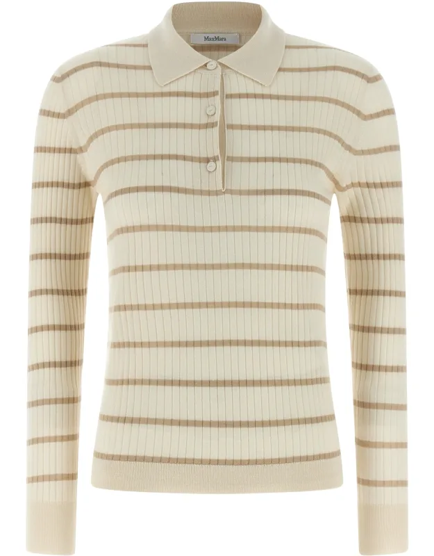 Max Mara Polo Shirt - Stretch Cashmere And Silk Blend, Ribbed Pattern