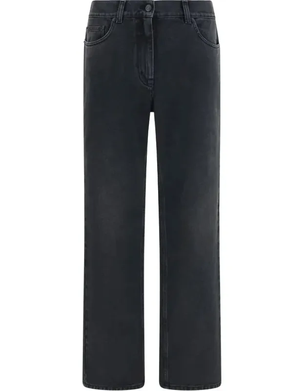 Black Cotton Straight-leg Jeans