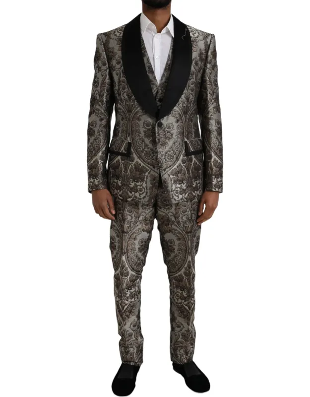Floral Jacquard Formal 3 Piece Suit