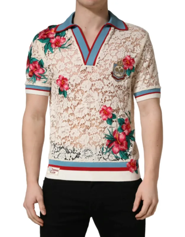 Floral Tennis Club Lace Polo T-shirt