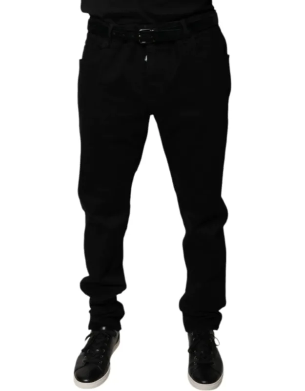 Black Logo Cotton Stretch Skinny Denim Jeans