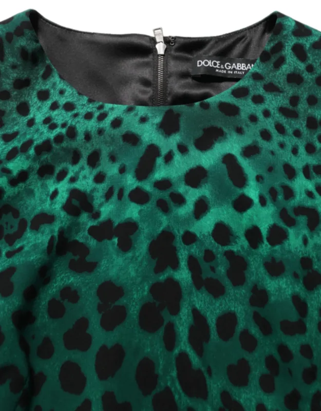 Leopard Print Silk Knee Length Dress