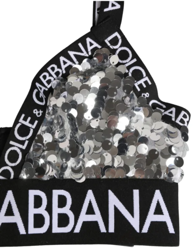 Silver Sequined Triangle Soft Cup Bra