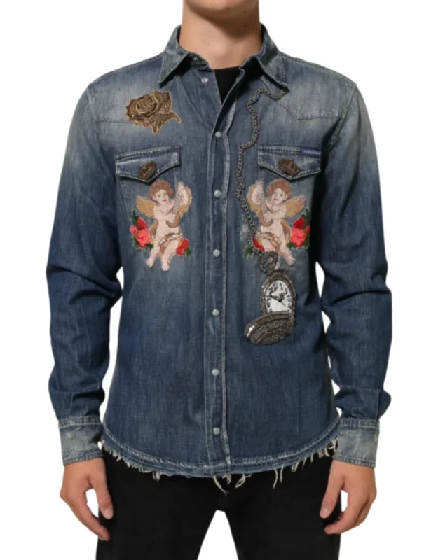 Angel Patch Denim Buttoned Down Shirt