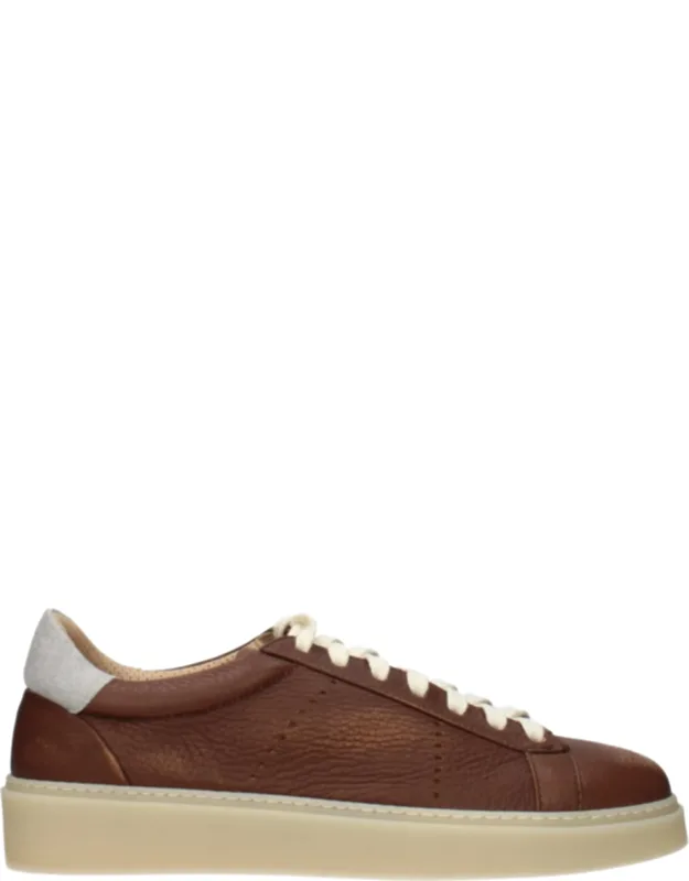 Brown Leather Low Top Sneakers