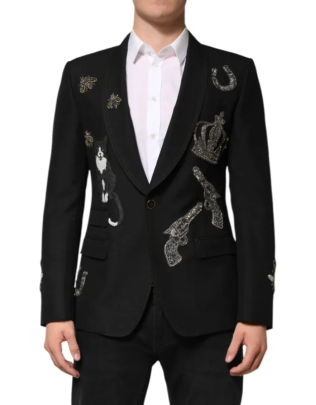 Bee Crown Embellished Suit Coat Blazer