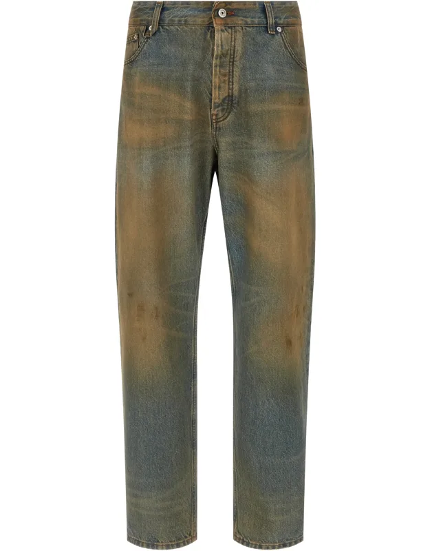 Multicolor Cotton Straight-leg Jeans