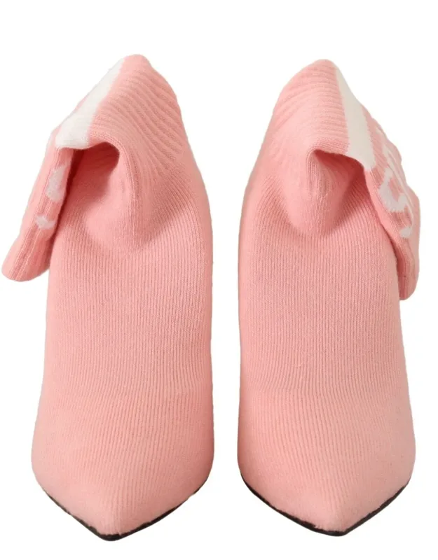 Pink Suede Logo Block Heel Ankle Boots