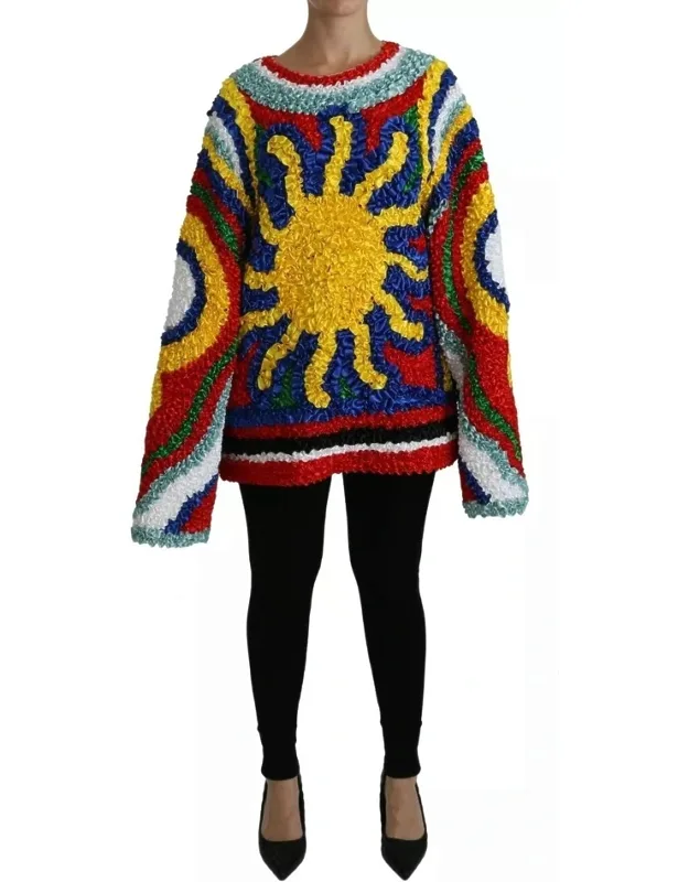 Multicolor Sun Ruffled Top Blouse Sweater