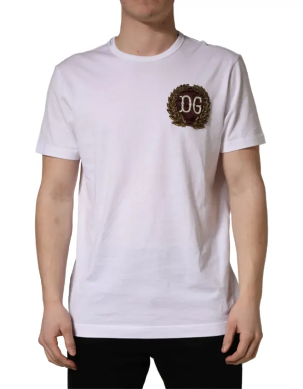 Leaf Embroidery Crew Neck T-shirt
