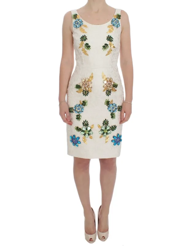 Brocade Crystal Sheath Dress