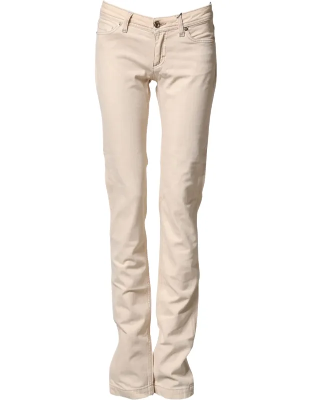 Low Waist Cotton Slim Fit Denim Trousers