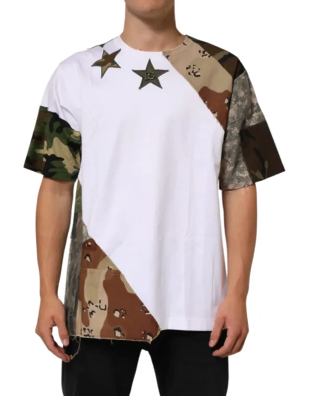 Camouflage Patchwork Cotton T-shirt