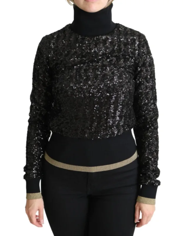 Sequined Knitted Turtle Neck Sweater