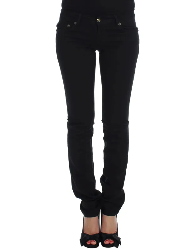Black Cotton Stretch Slim Skinny Fit Jeans