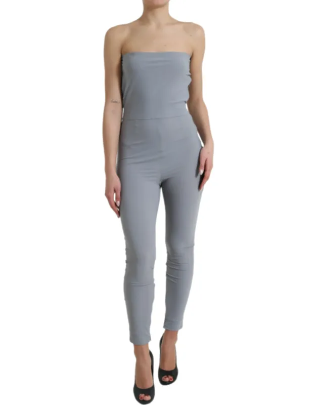 Nylon Strapless Bodycon Jumpsuit Dress