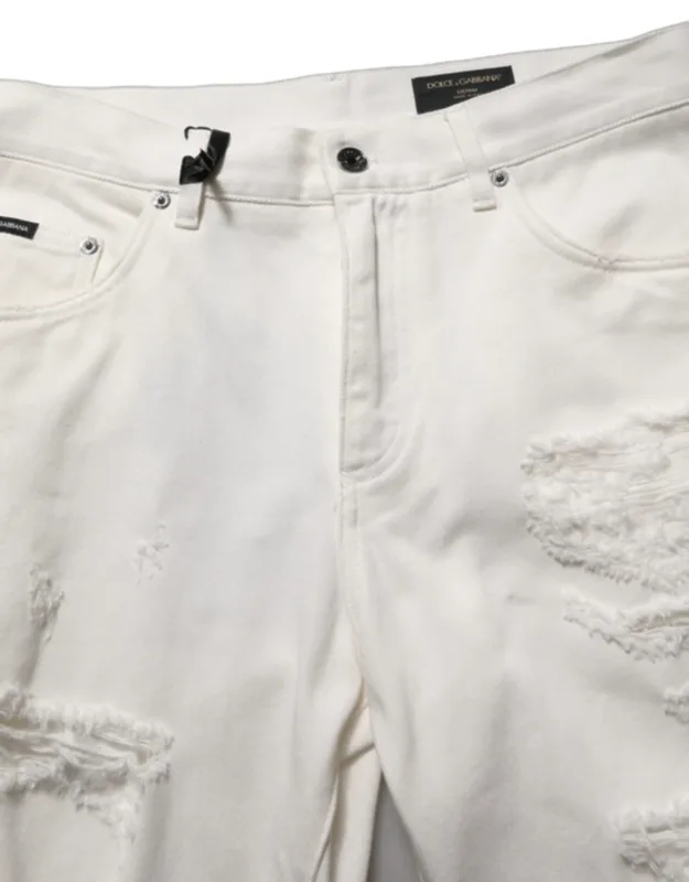 Distressed Straight Denim Jeans