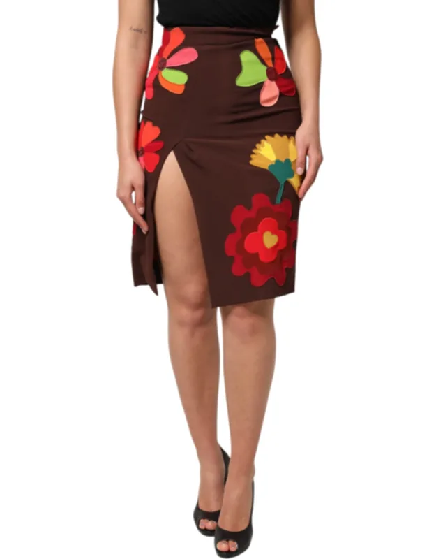 Floral High Waist Side Slit Skirt