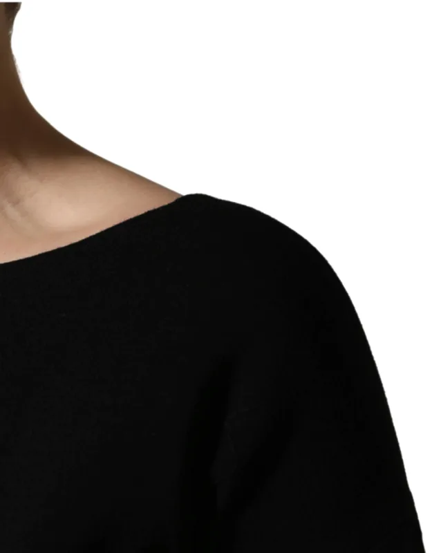Wool Crepe Long Sleeve Midi Dress