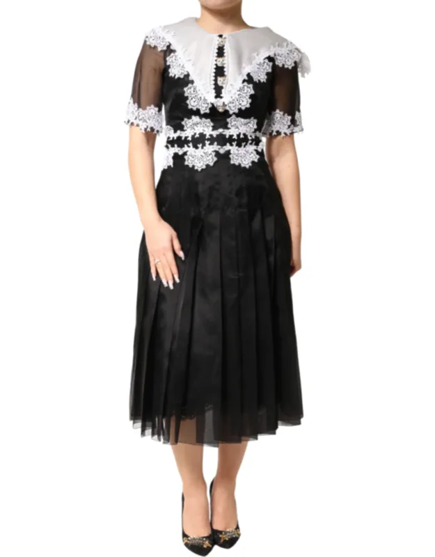 Silk Macrame Lace Midi Dress