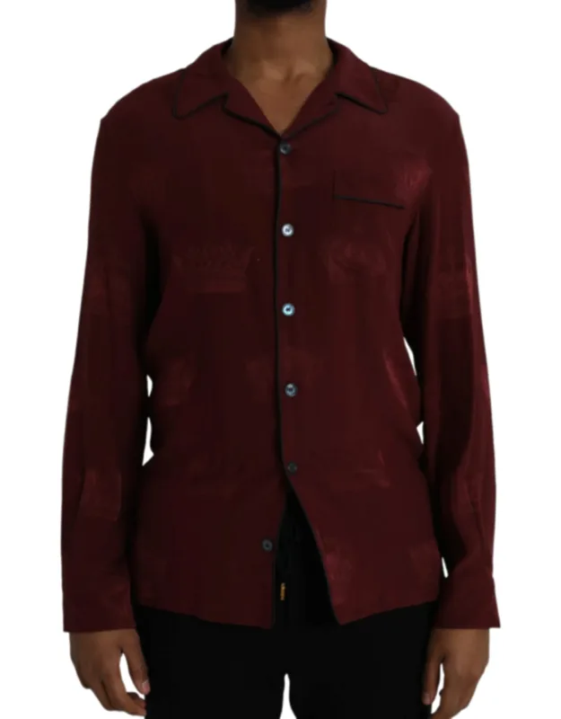 Crown Jacquard Silk Long Sleeve Shirt