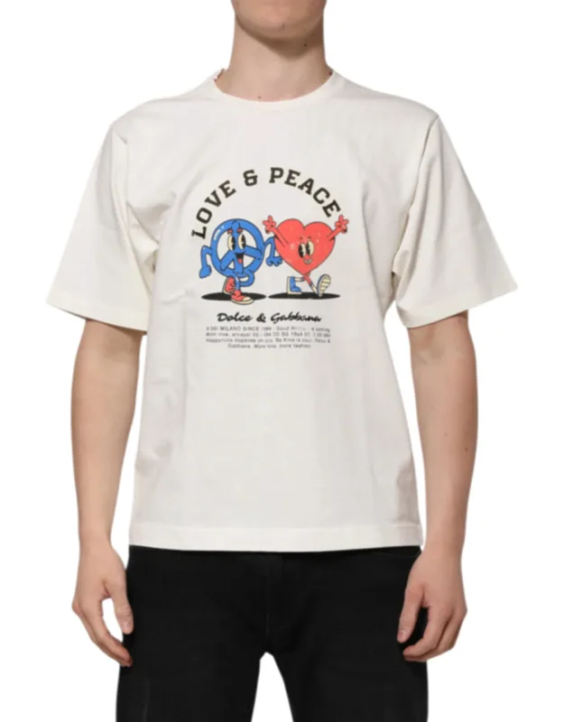 Love Peace Cotton Crew Neck T-shirt