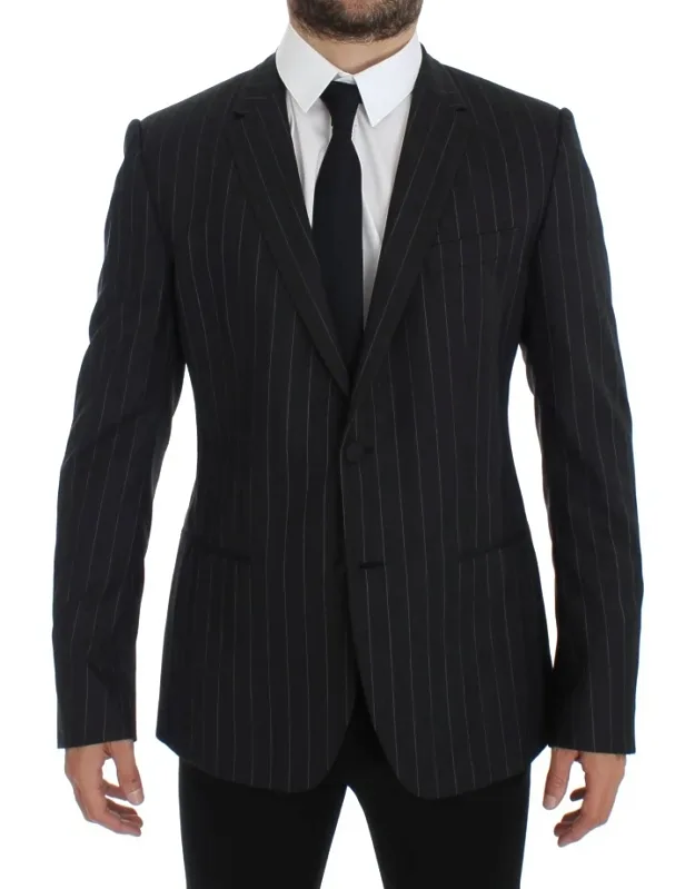 Striped Slim Fit Wool Blazer