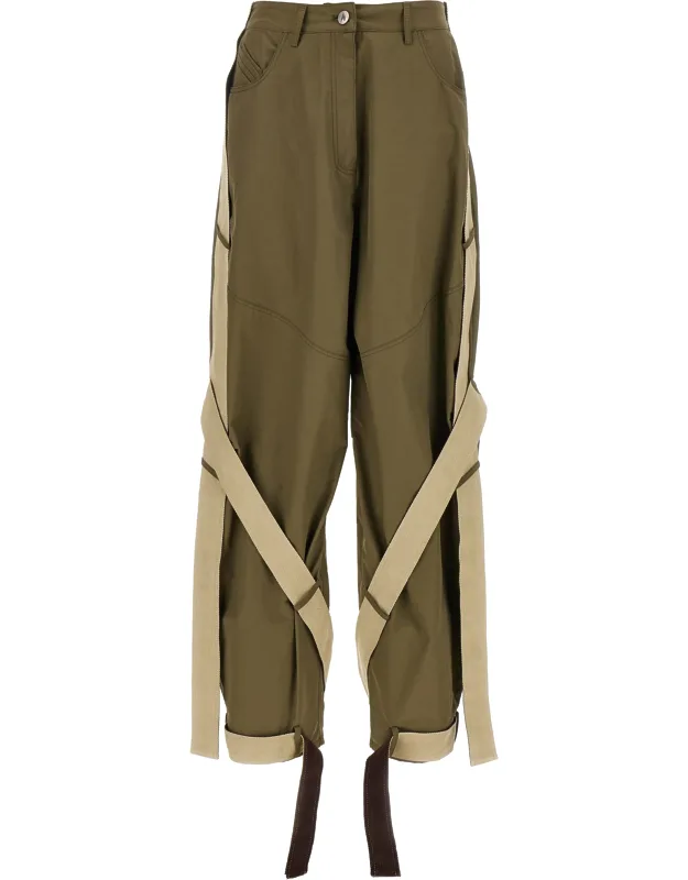 Bicolor Cotton Cargo Pants