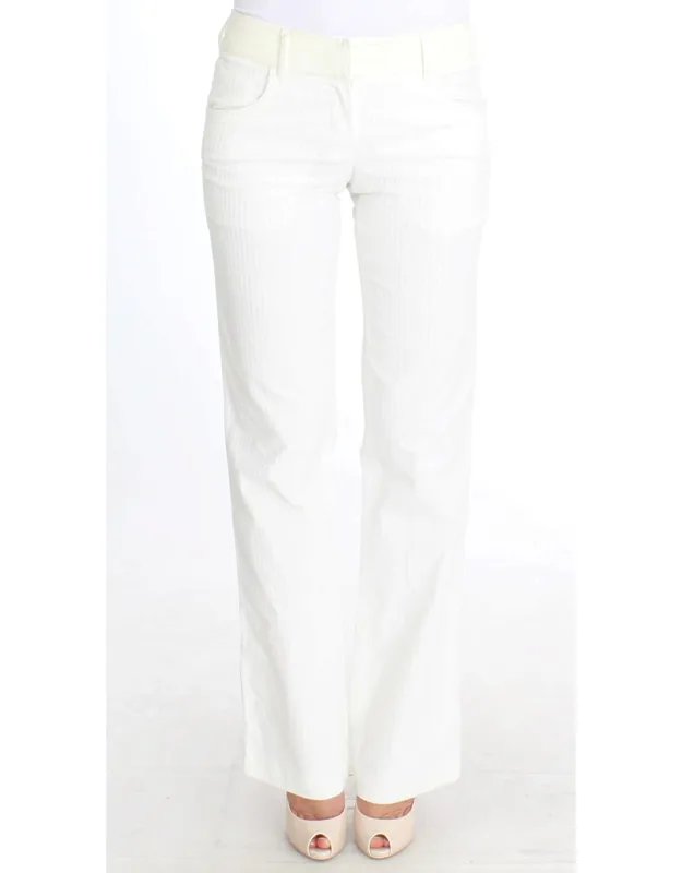 White Striped Straight Fit Pants