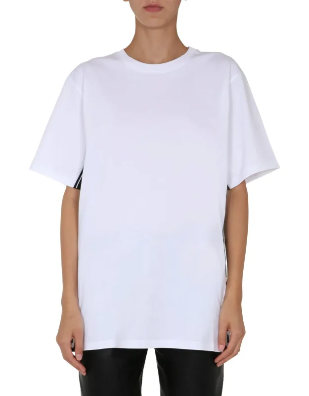 Round Neck T-shirt Side Band Short Sleeves 100% Cotton