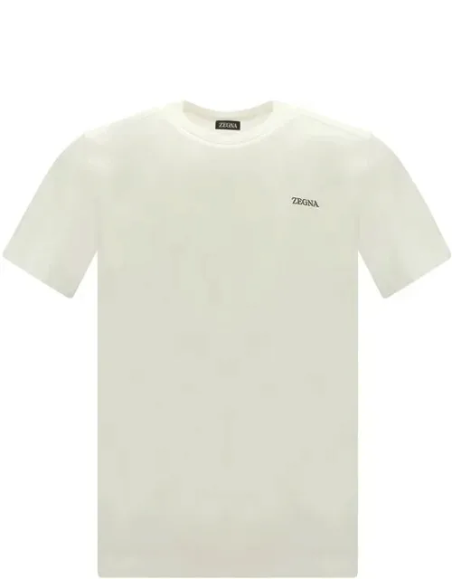 Zegna White Cotton T-shirt - Ribbed Crew Neck, Regular Fit