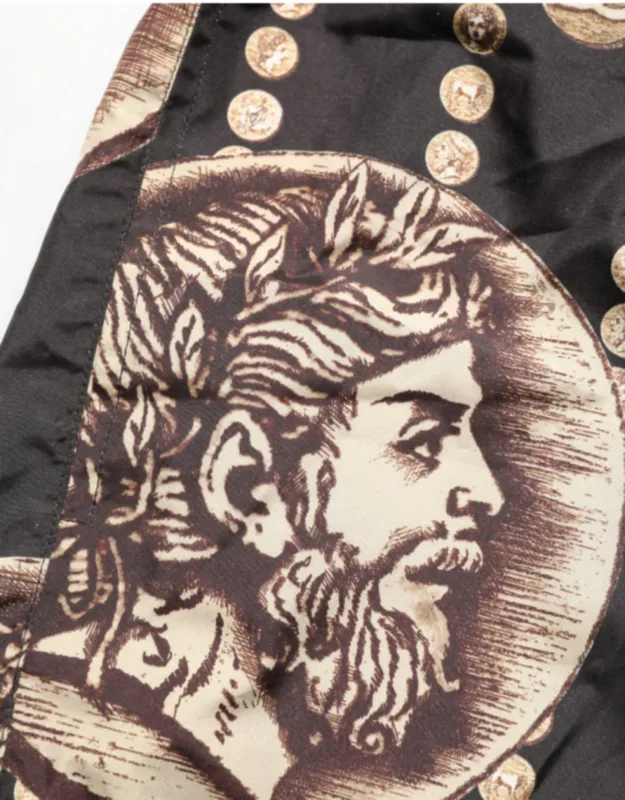 Roman Coin Print Swim Shorts