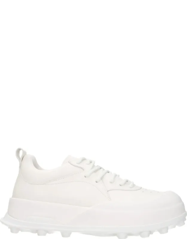 Jil Sander White Leather Sneakers With Side Logo And Sporty Glam Style