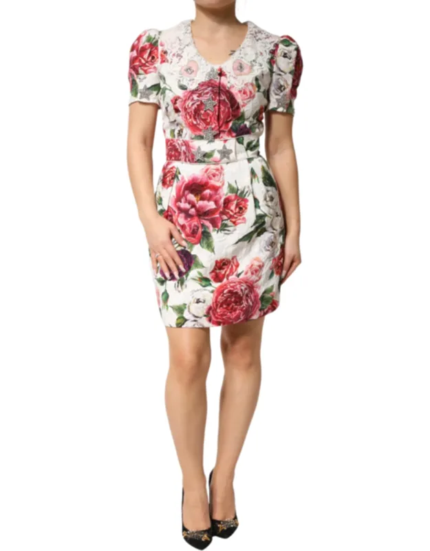 Floral Embellished Sheath Mini Dress