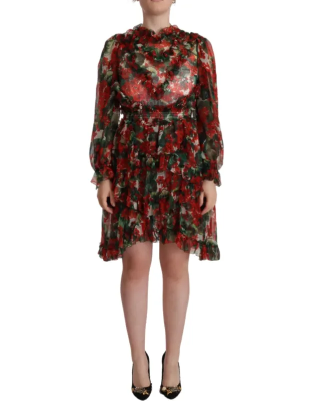 Multicolor Floral Silk Long Maxi Dress