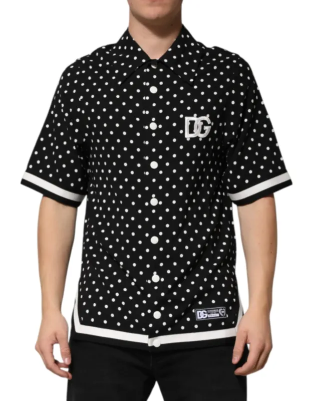 Polka Dot Short Sleeve Collared Polo T-shirt