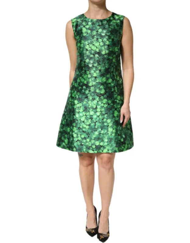 Clover Print Sleeveless A-line Dress
