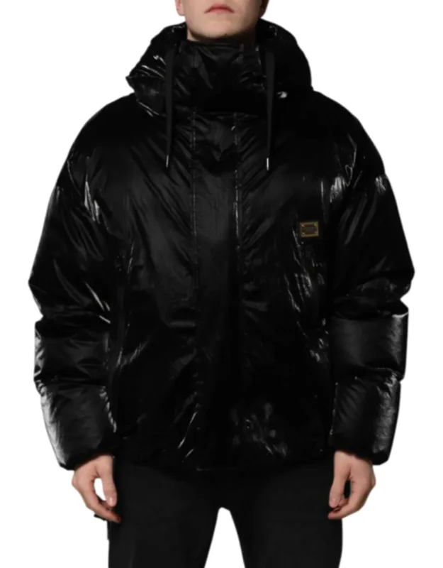 Logo Full Zip Hooded Quilted Jacket