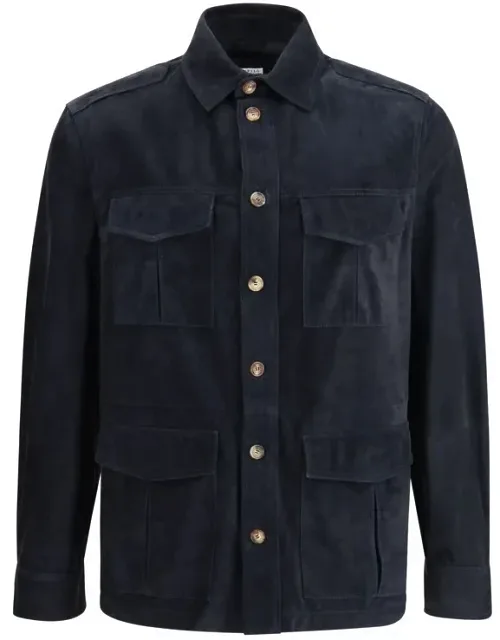 Suede Leather Shirt Jacket