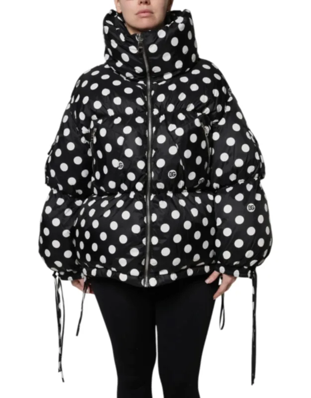 Polka Dot Full Zip Puffer Jacket