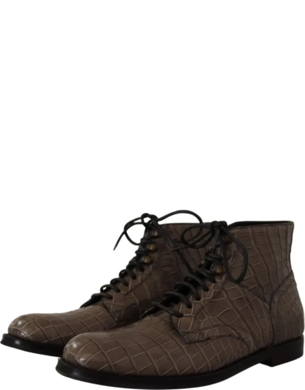 Crocodile Leather Derby Boots
