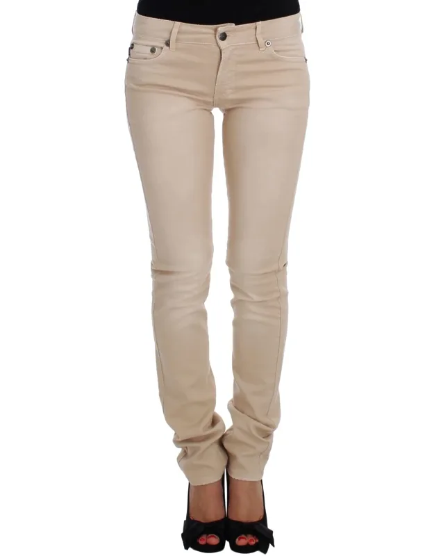 Beige Wash Slim Fit Cotton Stretch Jeans