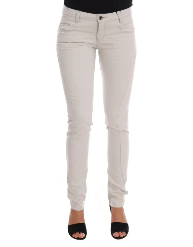 White Cotton Stretch Slim Jeans