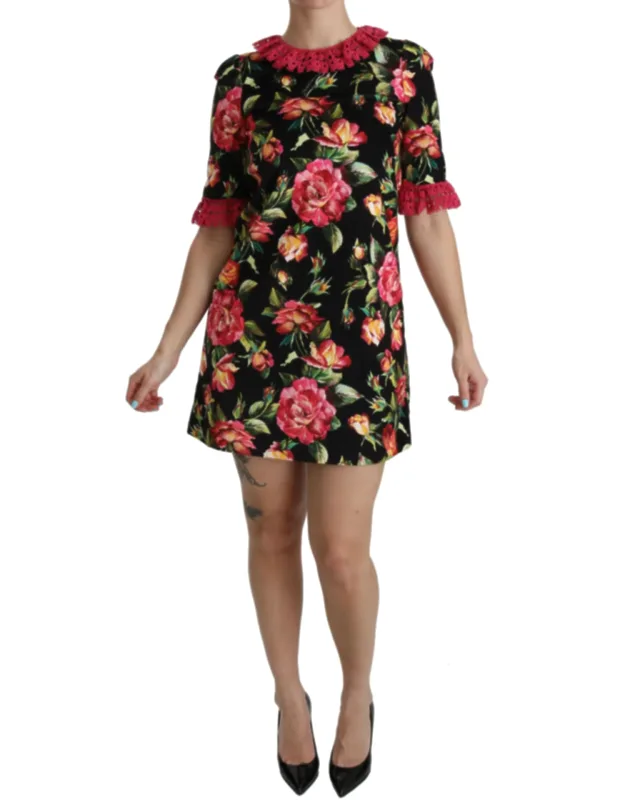 Floral Lace A-line Shift Mini Dress